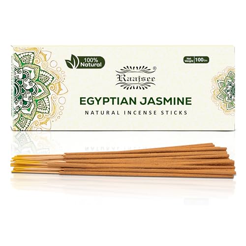 Raajsee Jasmine-Räucherstäbchen, 100 g Packung, 100% natürlich, handgerollt, frei von Chemikalien, perfekt für Kirche, Aromatherapie, Entspannung, Meditation, Positivität und sinnliche Therapie von raajsee