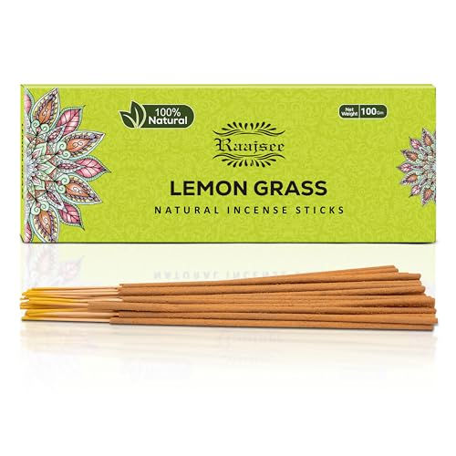 Raajsee Zitronengras Natürlich Räucherstäbchen 100 g Packung, 100% Rein Organisch Handgerollt, Frei Von Chemikalien, Perfekt Für Die Kirche, Aromatherapie, Meditation, Positivität von raajsee