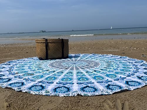 raajsee Indien Strandtuch Rund Mandala Hippie/Groß Indisch Baumwolle/Boho Yoga Matte Tuch Meditation/Tischdecke aufhänger Decke Picknick Teppich 70 inch von raajsee
