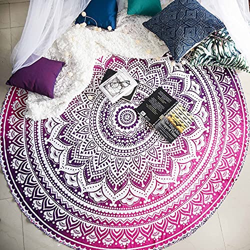 raajsee Indien Strandtuch Rund Mandala Hippie/Groß Indisch Rundes Baumwolle/Boho Runder Yoga Matte Tuch Meditation/Tischdecke Rund aufhänger Decke Picknick handgefertigt Teppich 70 inch von raajsee