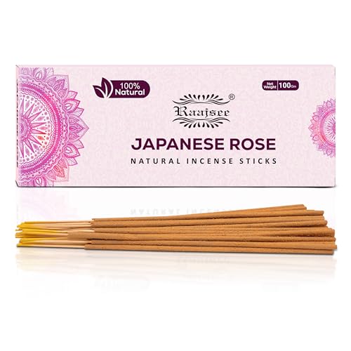 raajsee Japanische Rose- Räucherstäbchen,100 g Packung,100% natürlich, handgerollt, frei von Chemikalien, perfekt für Kirche, Aromatherapie, Entspannung, Meditation,Positivität und sinnliche Therapie von raajsee