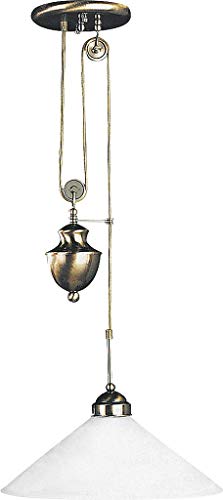 1-flammige Pendelleuchte Marian Bronzefarben Metall Weiß Glas, 2706 von rabalux