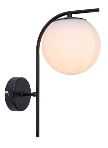 Rabalux 71139 Wandleuchte GHITA E27 1x max.20W Metall schwarz, Glas weiß L:24cm H:33cm Ø15cm dimmbar von rabalux