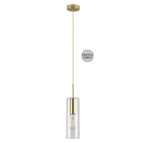 Rabalux 72050 Hängeleuchte ESTA E27 1x max.40W Metall gold, Glas transparent H:150cm Ø9cm dimmbar von rabalux