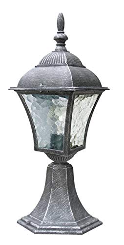 rabalux Antike Sockellampe Außen Silber E27 Glas regenfest H:42cm Rustikal Wegeleuchte Garten Einfahrt Balkon von rabalux