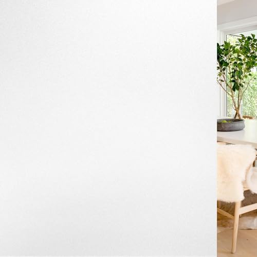 rabbitgoo Fensterfolie Blickdicht Sichtschutzfolie Fenster Selbsthaftend, Milchglasfolie Statisch Haftend 44,5 x 300 cm ohne Klebstoff Folie Sichtschutz Anti UV für Zuhause Büro Weiß von rabbitgoo