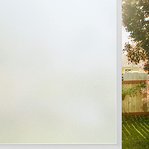 rabbitgoo Fensterfolie Blickdicht Sichtschutzfolie Fenster Selbsthaftend, Milchglasfolie Statisch Haftend 90 x 120 cm ohne Klebstoff Weiß Matt von rabbitgoo