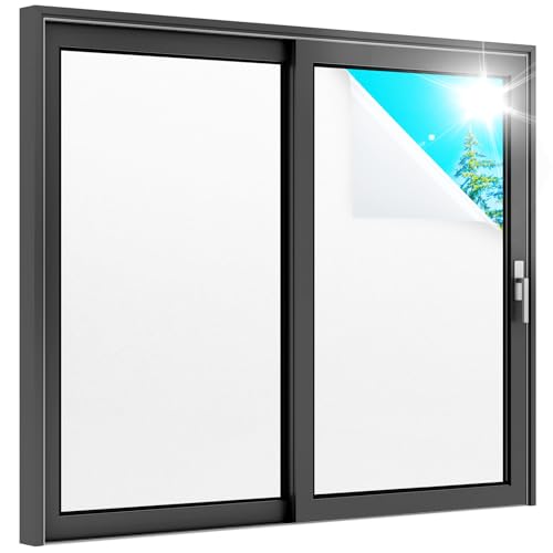 rabbitgoo Fensterfolie Milchglasfolie Sichtschutzfolie Selbstklebend Folie Fenster Scheibenfolie Blickdicht Anti-UV Statische Privatsphäre Schutzfolie Matt Für Bad Büro Wohnzimmer weiß 90 x 300 cm von rabbitgoo