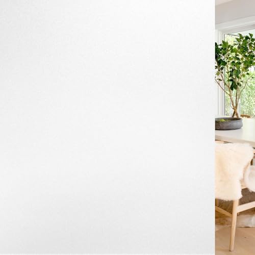 rabbitgoo Fensterfolie Blickdicht Sichtschutzfolie Fenster Selbsthaftend, Milchglasfolie Statisch Haftend 90 x 200 cm ohne Klebstoff Folie Sichtschutz Anti UV für Zuhause Büro Weiß von rabbitgoo