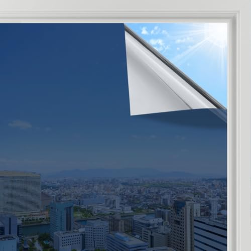 rabbitgoo Spiegelfolie Fenster Sichtschutz, Einseitig Fensterfolie Blickdicht von außen Blausilber 90x400cm, Sonnenschutzfolie Fenster Innen Tönungsfolie Wärmeschutzfolie UV Schutzfolie rabbitgoo Spiegelfolie Fenster Sichtschutz, Einseitig Fensterfolie Blickdicht von außen Blausilber 90x400cm, Sonnenschutzfolie Fenster Innen Tönungsfolie Wärmeschutzfolie UV Schutzfolie von rabbitgoo