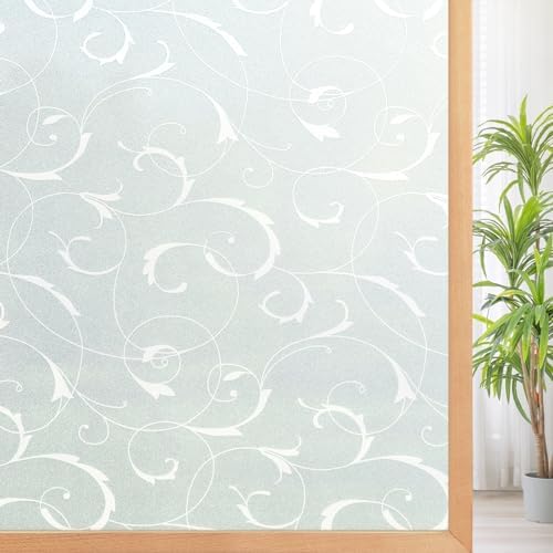 rabbitgoo Fensterfolie selbsthaftende Sichtschutzfolie blickdichte Milchglasfolie statisch haftend Dekofolie Badfenster Anti-UV privatsphäre fensterfolie 60 x 200 cm von rabbitgoo