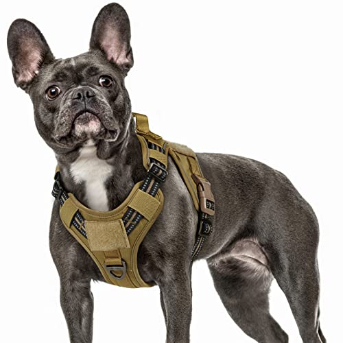 rabbitgoo Taktisches Hundegeschirr No Pull, Military Dog Vest Harness with Handle & Molle, Easy Control Service Dog Harness for Medium Dogs Training Walking, Brown, M von rabbitgoo