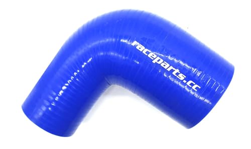 raceparts.cc® 90° Silikon-Reduzierung ID 38>32 mm, blau, Silikonschlauch, Silikon Reduzierer, Reduzierbogen, Kühlwasserschlauch, Ladeluftschlauch von raceparts.cc