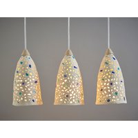 Beleuchtung. Hängelampenschirme. Pendelleuchte. 3 Keramik Pendelleuchten. Deckenbeleuchtung. Lampen von rachelnadlerceramics