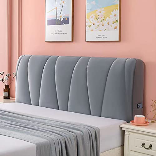 Copri Testata Letto Matrimoniale Copertura per Testiera per Matrimoniale/Singolo Premium Elastica Copritestata Letto Velluto Fodera Protezione Anti-Collisione Cuscino (Color : Gray, Size : 220x75cm von rackbone