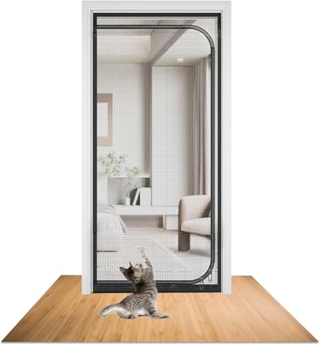 SHRRL Verstärkte Katzentür, passend für Türgrößen 90 cm x 200 cm, robuste Haustierschutztür mit Reißverschluss, verhindert, dass Hunde und Katzen von zu Hause ausgehen, schwarz von rackbone