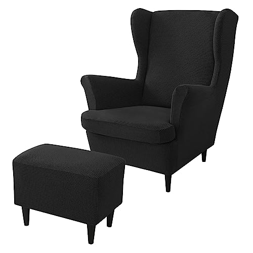 rackbone Ohrensesselbezüge, Ohrensessel-Bezug und Ottoman-Hocker-Bezug Sofabezug mit elastischem Band waschbarer Sessel-Schutzbezug für Wohnzimmer,14 von rackbone