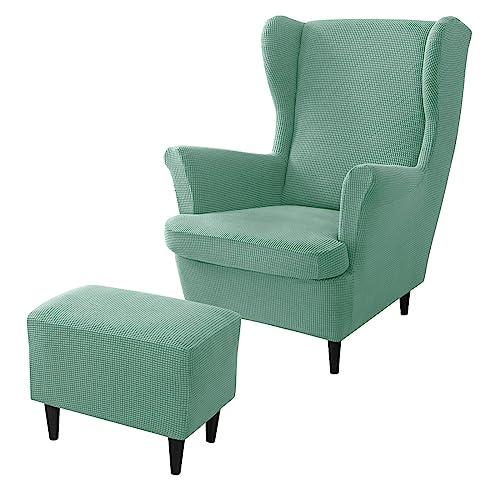 rackbone Ohrensesselbezüge, Ohrensessel-Bezug und Ottoman-Hocker-Bezug Sofabezug mit elastischem Band waschbarer Sessel-Schutzbezug für Wohnzimmer,5 von rackbone