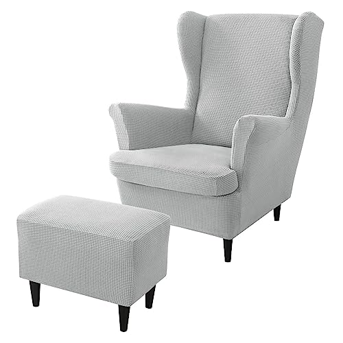 rackbone Ohrensesselbezüge, Ohrensessel-Bezug und Ottoman-Hocker-Bezug Sofabezug mit elastischem Band waschbarer Sessel-Schutzbezug für Wohnzimmer,8 von rackbone