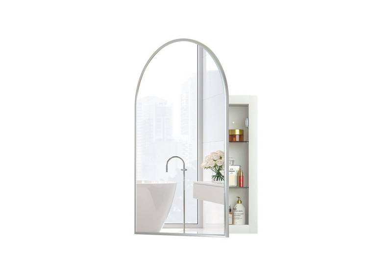 radelldar Badezimmerspiegelschrank Spigelschrank bogen eingelassen mit 3 Ablagen, 50x12x76cm Badezimmerschrank mit Spiegel Arched von radelldar