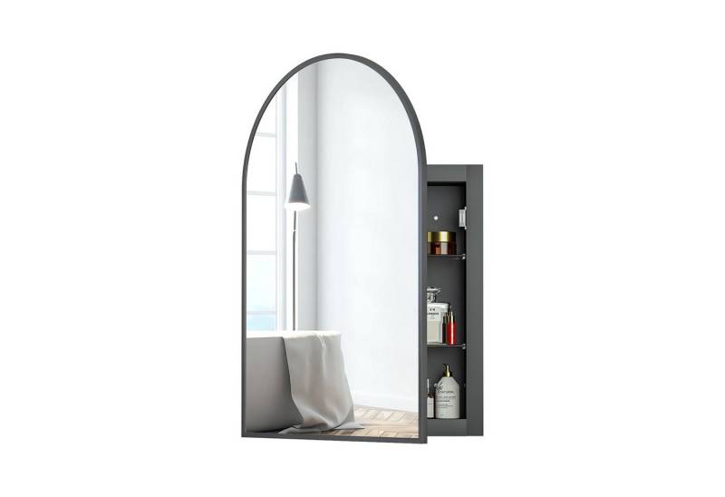 radelldar Badezimmerspiegelschrank Spigelschrank bogen eingelassen mit 3 Ablagen, 50x12x76cm Breite 51cm von radelldar