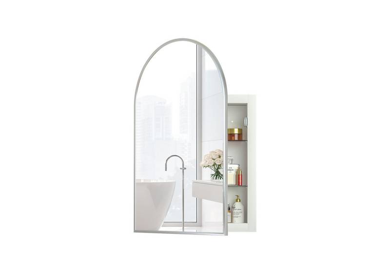 radelldar Badezimmerspiegelschrank Spigelschrank bogen eingelassen mit 3 Ablagen, 50x12x76cm Breite 51cm von radelldar