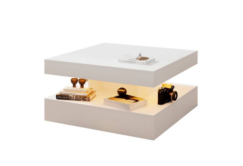 radelldar Couchtisch Wohnzimmertisch hautänhliche textur mit beleuchtung modern, USB von radelldar