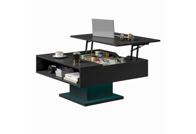 radelldar Couchtisch höhenverstellbar mit LED Beleuchtung matt. 78x78x40cm, Wohnzimmertisch mit Stauraum, 1-St. von radelldar