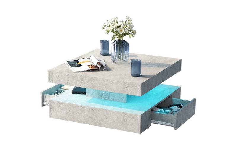 radelldar Couchtisch wohnzimmertisch mit 2 Schubladen, LED&Fernsteuerung Hochglanz radelldar Couchtisch wohnzimmertisch mit 2 Schubladen, LED&Fernsteuerung Hochglanz von radelldar