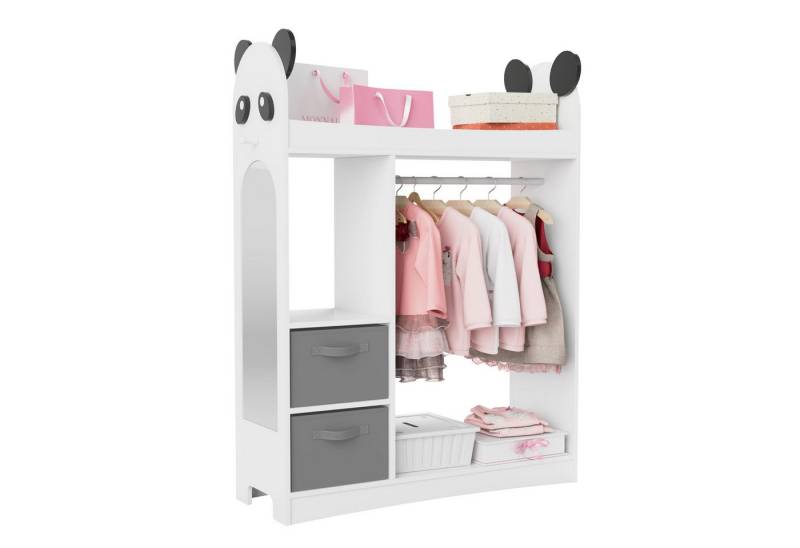 radelldar Kinderkleiderschrank Kleiderständer mit Kleiderstange (3-St) mit Spiegel & 2 Boxen & 2 Haken, Holz von radelldar
