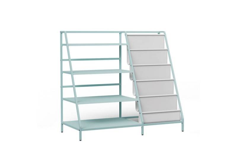 radelldar Kinderregal Bücherregal, mit 4 Fächern & 5 Taschen, Metall, 90x40x80cm von radelldar