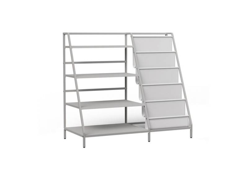 radelldar Kinderregal Bücherregal, mit 4 Fächern & 5 Taschen, Metall, 90x40x80cm von radelldar