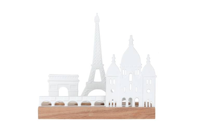 räder Teelichthalter Lichtobjekt Stadtsilhouette Paris Porzellan Akazienholz 0092218 von räder GmbH