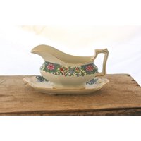 F. Winkle & Co. Antique Pink Whieldon Ware Sauciere - Made in England, Antike Sauciere, Antikes Geschirr | Ss-E von raggedrustyvintage