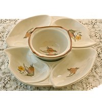 Vintage Dip Set/Vintage California Originals Pottery Retro Floral 3 Stück Relish & Dip Set/1033-1032 Usa Vintage Dip Set/Vintage California Originals Pottery Retro Floral 3 Stück Relish & Dip Set/1033-1032 Usa von raggedrustyvintage