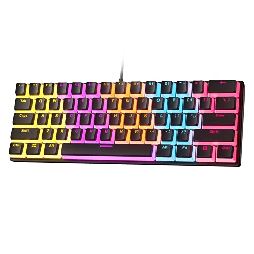 rahl RGB Leucht Mechanische Tastatur 61 Tasten Verkabelt Tastatur Doppel Leder Milch Pudding Tastenkappen Mechanische Tastatur Schwarz von rahl