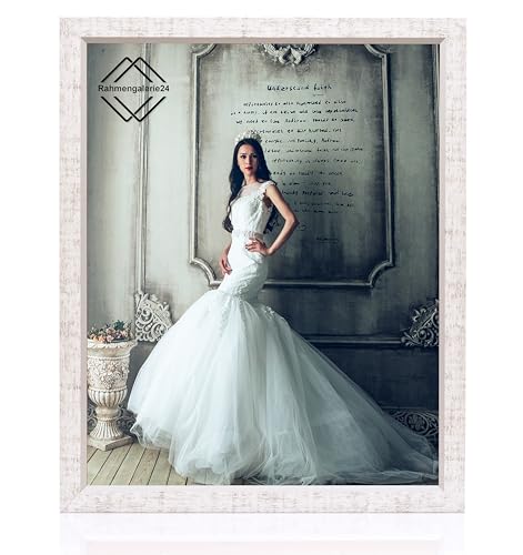 rahmengalerie24 Bilderrahmen 50x80 cm New New Elegance rahmen weiß vintage Holz Acrylglas ohne Passepartout Portraitrahmen Fotorahmen Wechselrahmen für Foto oder Bilder MDF Dekorahmen ohne Bild von rahmengalerie24