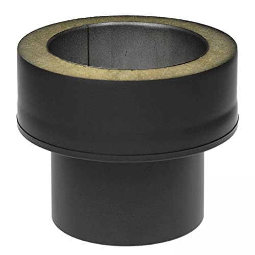 raik Rauchrohr/Ofenrohr Coltherm Übergang von einwandig auf doppelwandig Durchmesser 150 mm Stahlblech Schwarz SH30011500-sw von raik