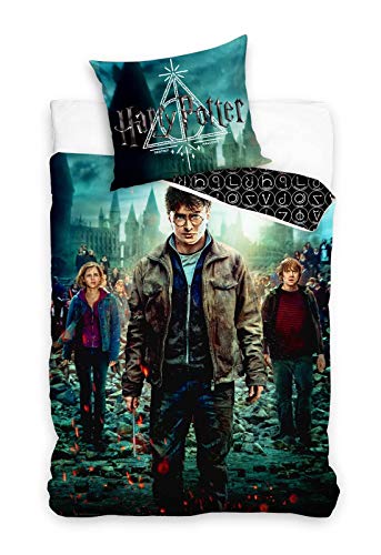 Harry Potter und die Heiligtümer des Todes - Wende-Bettwäsche-Set 135x200 80x80 Baumwolle von rainbowFUN.de