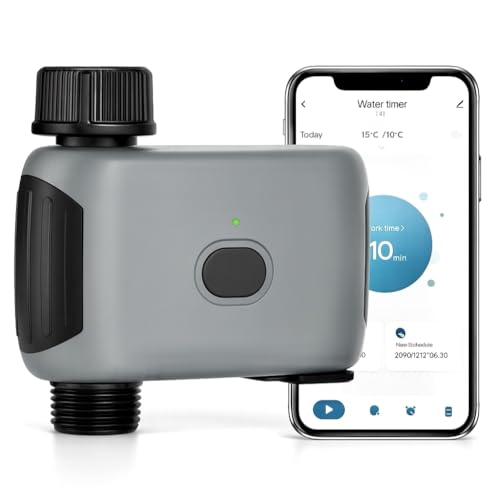 rainfactory Bewässerungscomputer WLAN mit Messinganschluss, Smart Water Timer, APP Steuerung, Alexa & Google Home kompatibel, bis zu 20 Bewässerungspläne, IP55 wasserdicht, bis zu 80m Reichweite von rainfactory
