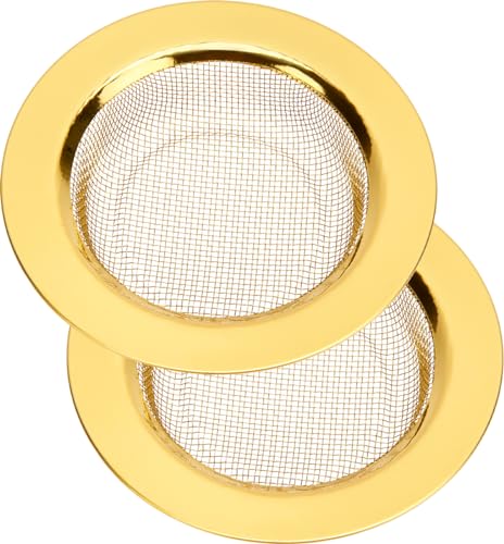 Raings 2 Stück Küchenspüle-Siebe aus Edelstahl, Upgrade Anti-Verstopfung, Abflusssieb für Spüle, Abfluss, Lebensmittelfänger mit großem breitem Rand, 11,4 cm Durchmesser (Gold) von raings