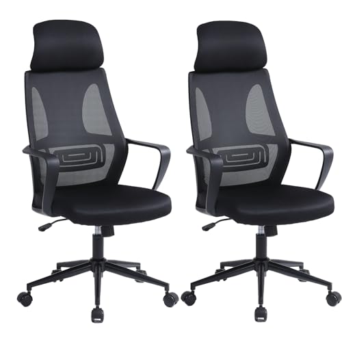 ralex-chair Bürostuhl Ergonomisch Schreibtischstuhl 2er Set, Verstellbarer Drehstuhl Computerstuhl, Chefsessel aus Mesh, Netzstuhl Schreibtischstuhl mit Wippfunktion & verstellbare Höhe von ralex-chair