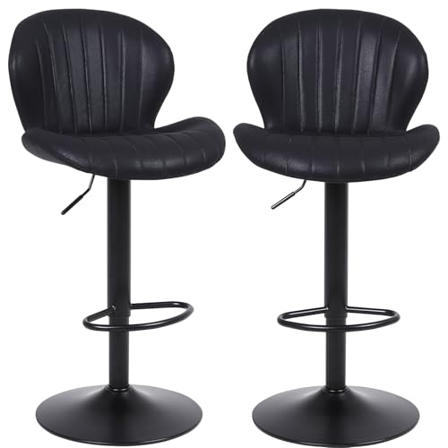 ralex-chair Moderne Barhocker 2er Set, Höhenverstellbare Drehbare Barhocker aus Wildleder, Armlose Kücheninsel-Thekenstühle mit Rückenlehne und Fußstütze, Schwarz ralex-chair Moderne Barhocker 2er Set, Höhenverstellbare Drehbare Barhocker aus Wildleder, Armlose Kücheninsel-Thekenstühle mit Rückenlehne und Fußstütze, Schwarz von ralex-chair