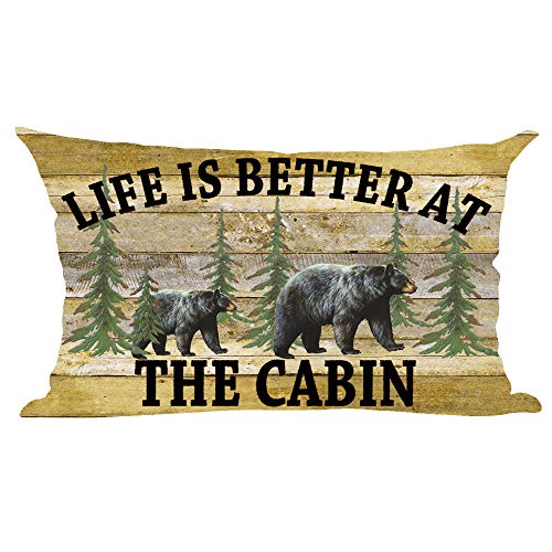 ramirar Black Bear Life Is Better At The Cabin Forest Trees Field Retro Brown Fall Dekorative Lendenwirbelkissenbezug Kissen Home Wohnzimmer Bett Sofa Auto Baumwolle Leinen rechteckig 30,5 x 50,8 cm ramirar Black Bear Life Is Better At The Cabin Forest Trees Field Retro Brown Fall Dekorative Lendenwirbelkissenbezug Kissen Home Wohnzimmer Bett Sofa Auto Baumwolle Leinen rechteckig 30,5 x 50,8 cm von ramirar