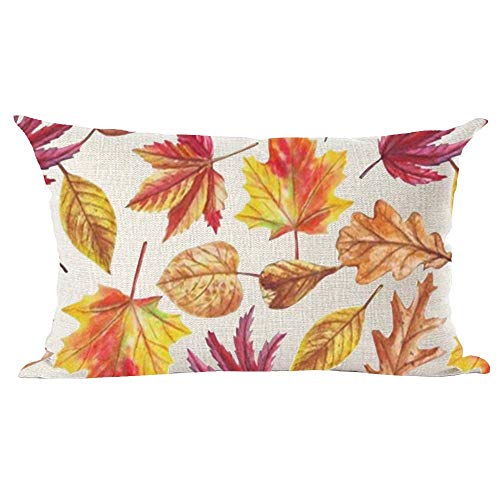 ramirar Farbmalerei Orange Ahornblätter Fall Y'all Herbst Dekorative Lendenwirbelkissen Fall Kissen Home Wohnzimmer Bett Sofa Auto Baumwolle Leinen Rechteckig 30,5 x 50,8 cm von ramirar