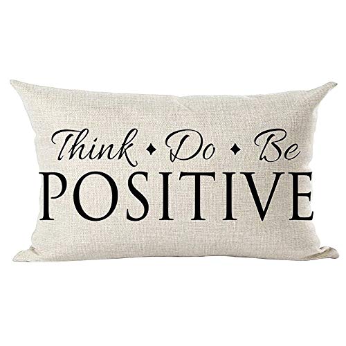 ramirar Kissenbezug mit Schriftzug „Think Do Be Positive“, inspirierend, dekorativ, Lendenwirbelkissenbezug für Zuhause, Wohnzimmer, Bett, Sofa, Auto, Baumwollleinen, rechteckig, 30,5 x 50,8 cm von ramirar