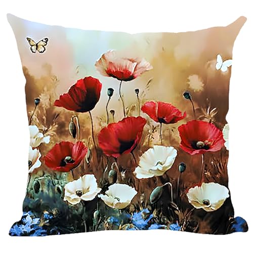 Ramirar Dekorativer Kissenbezug für Zuhause, Wohnzimmer, Bett, Sofa, Auto, Baumwolle, Leinen, quadratisch, 45,7 x 45,7 cm von ramirar
