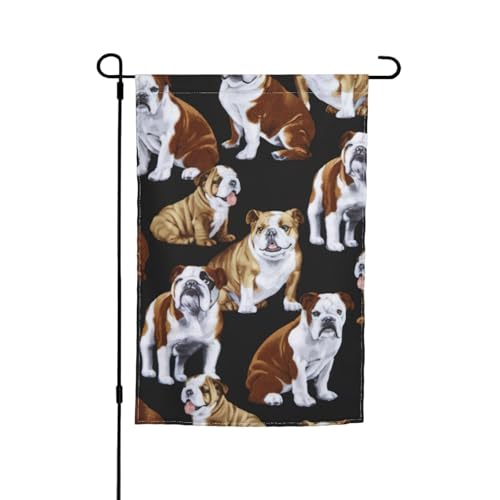 Englische Bulldoggen Druck Gartenflaggen Urlaub Hof Veranda Outdoor Terrasse Rasen Dekor Flaggen Dekorationen von rannsut