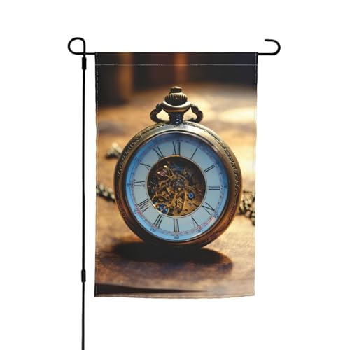 Gears Clock Bronze Century Print Gartenflaggen Urlaub Hof Veranda Outdoor Terrasse Rasen Dekor Flaggen Dekorationen von rannsut