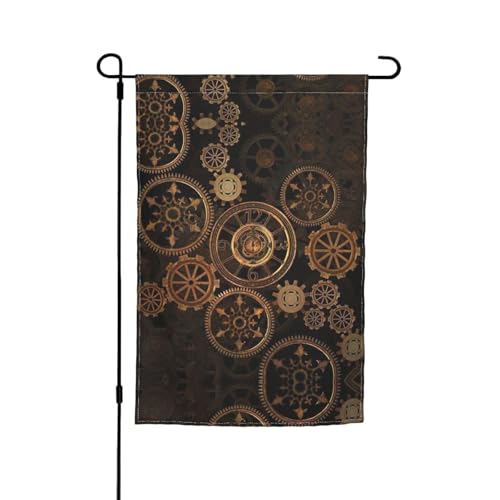 Gears Clock Bronze Century Print Gartenflaggen Urlaub Hof Veranda Outdoor Terrasse Rasen Dekor Flaggen Dekorationen von rannsut
